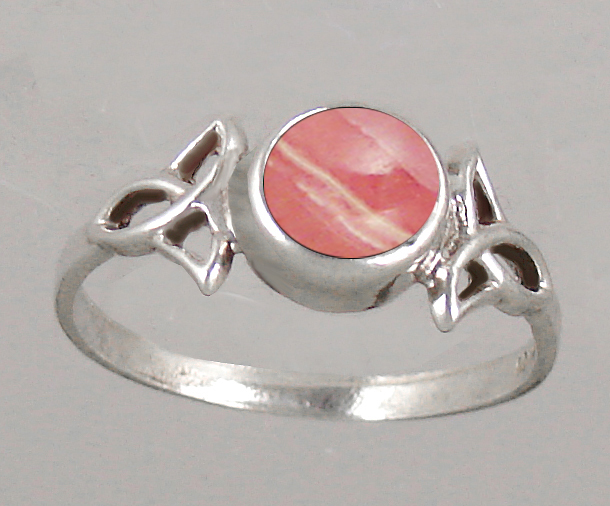 Sterling Silver Celtic Knotwork Ring With Rhodocrosite Size 10